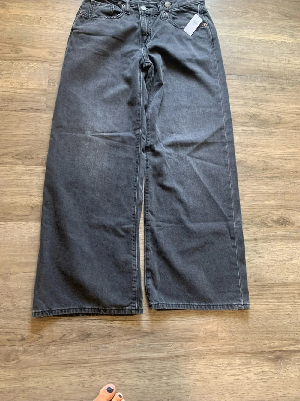 Old Navy Mid Rise Super Baggy Wide Leg Black Jeans NWT Sz 14